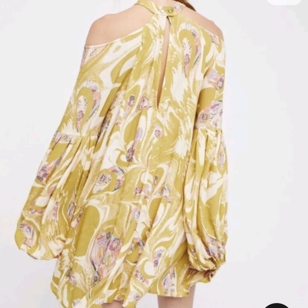 Free people Drift Away Shift boho cold shoulder beach vacation mini dress